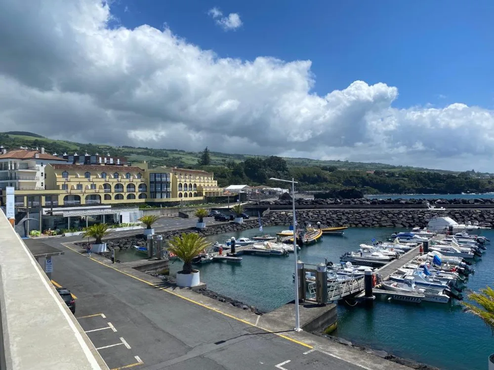 Vila Franca marina and Vinha da Areia Beach Hotel beside the waterfront